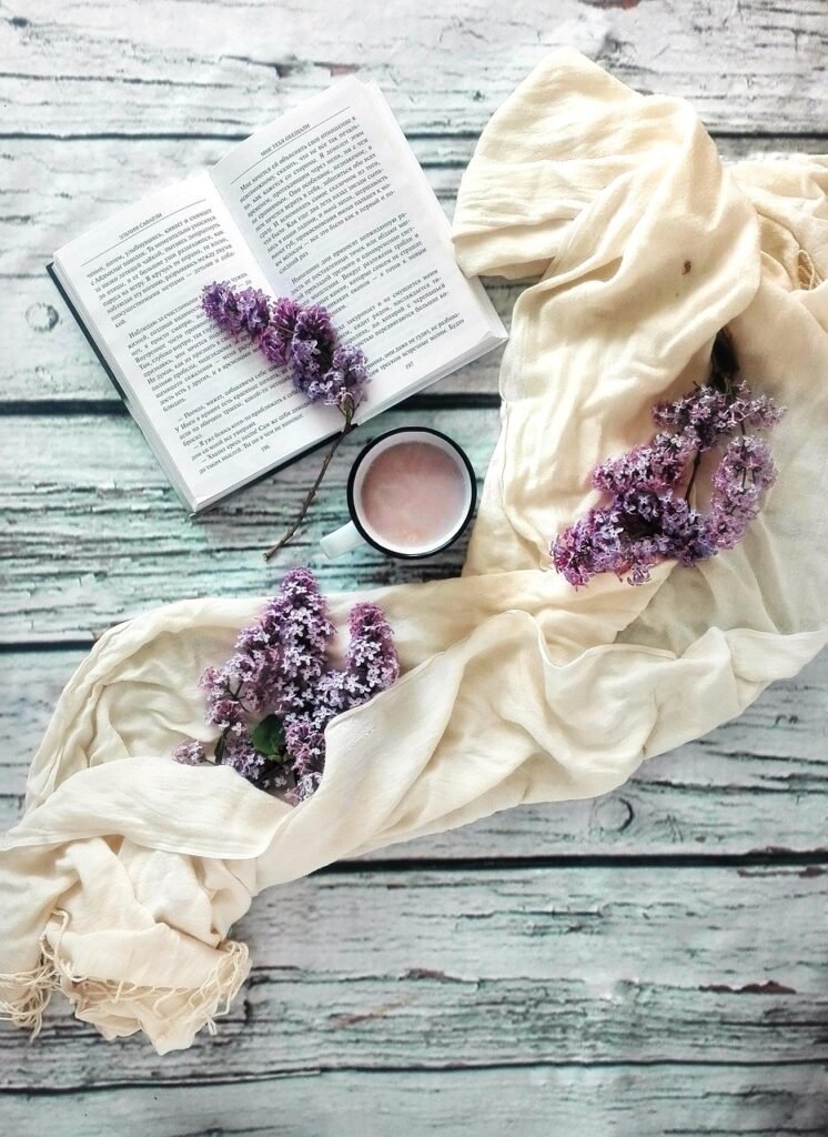 book, lilac, flowers, cocoa, drink, reading, beautiful flowers, flower background, flower wallpaper, nature, hobby, layout
